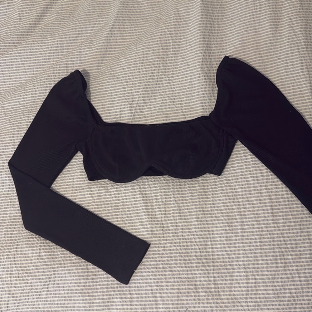 PRINCESS POLLY ribbed cropped long sleeve